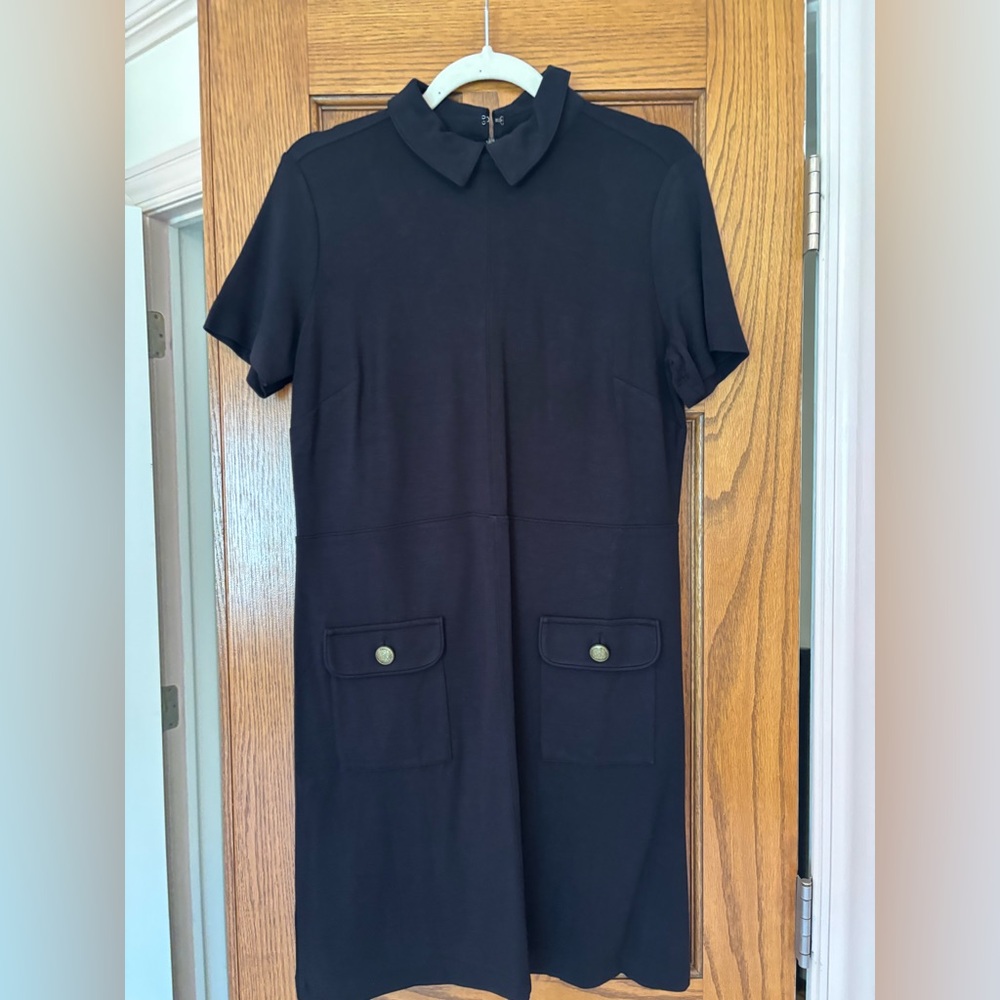 LOFT Black Mini Sheath Dress with Peter Pan Collar